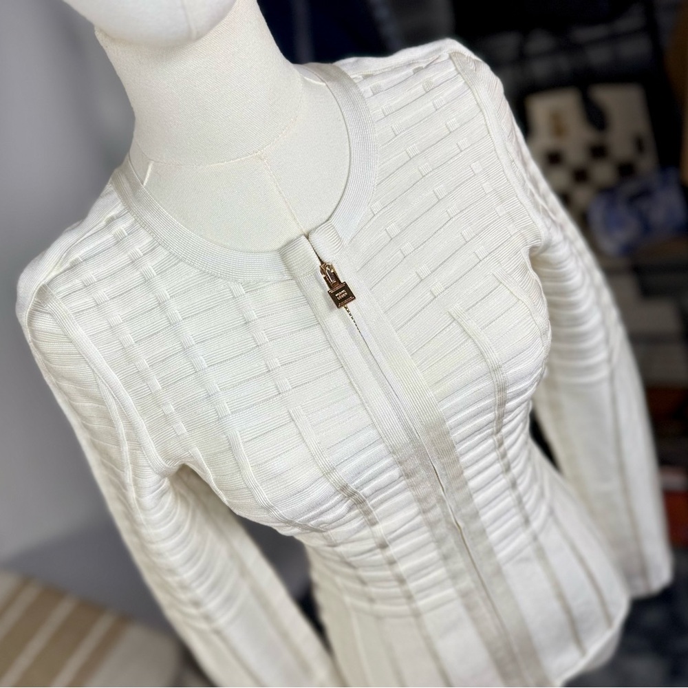 NEW! Herve Leger Off-White Alabaster Flo Jacket - Picture 8 of 16